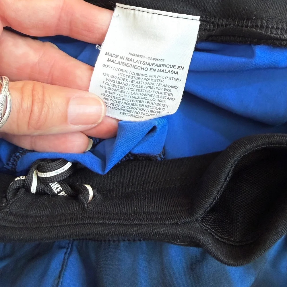 Nike Womens Shorts Size S Small Blue Black Dri Fit Running Athletic Fitness Gym